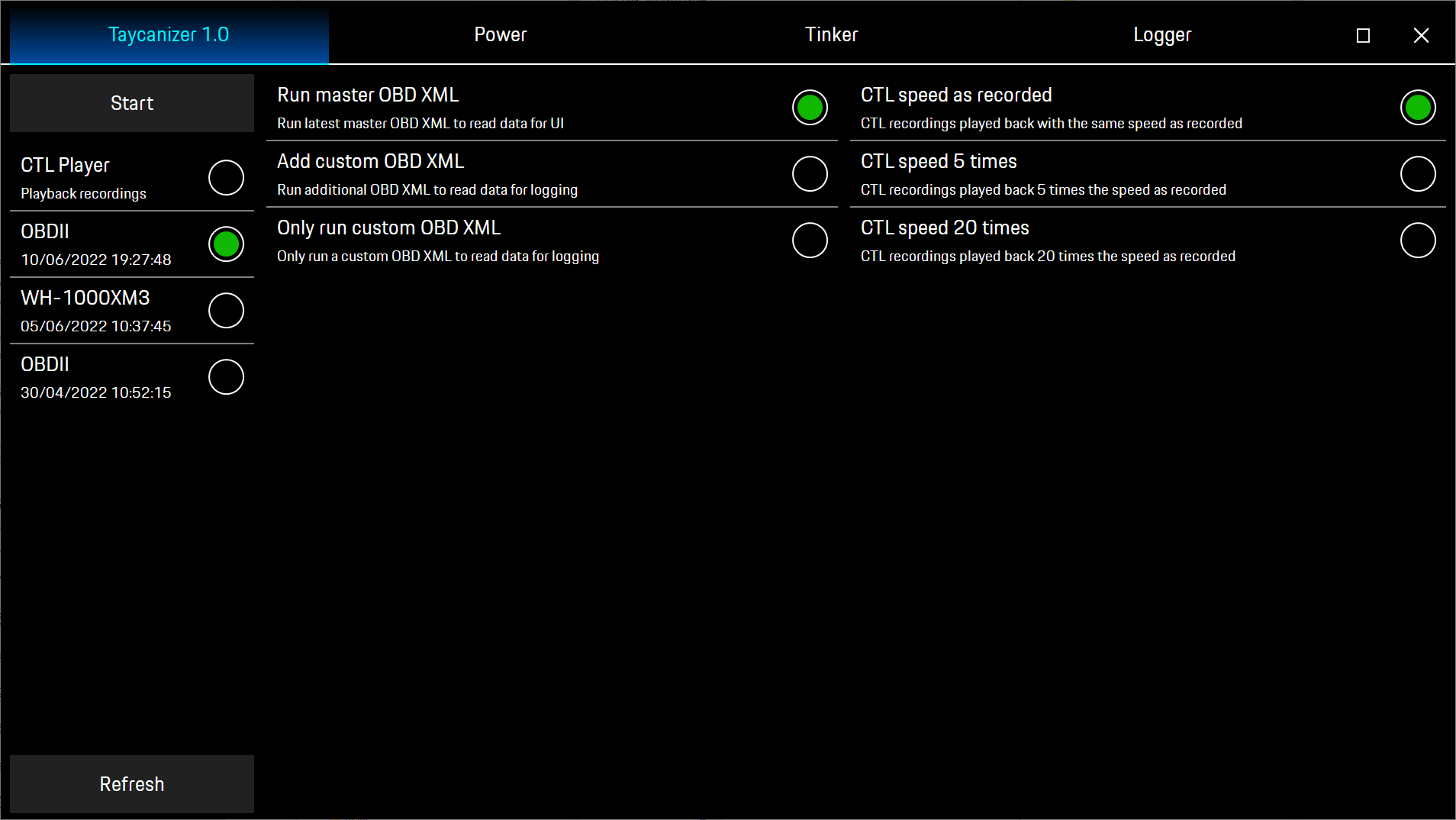 Taycanizer windows software screenshot page setup settings